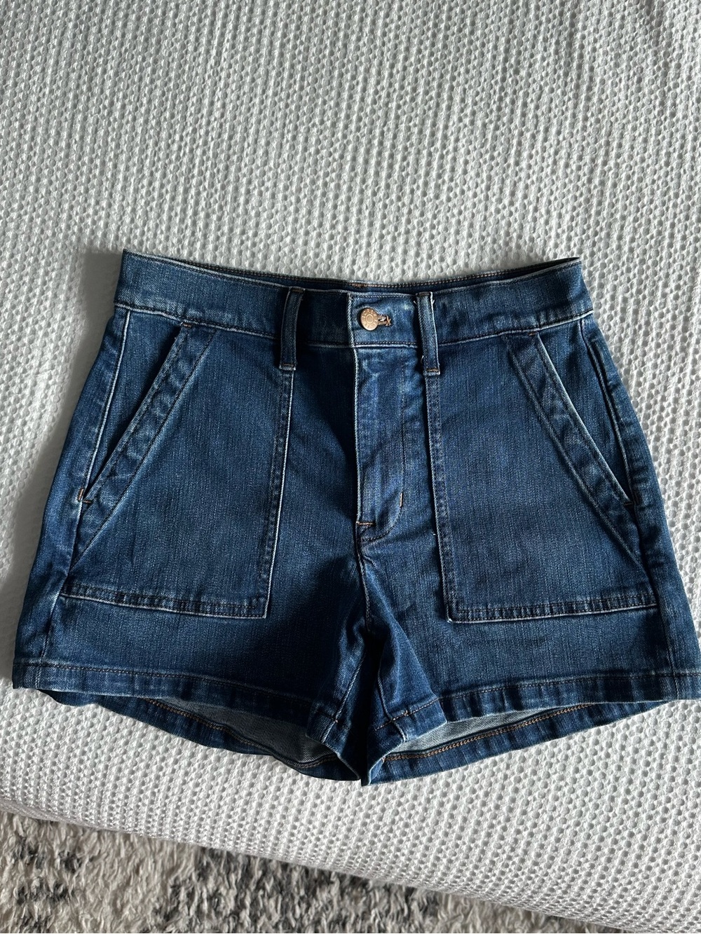 J. Crew Dark Blue High-Rise Denim Pocket Shorts